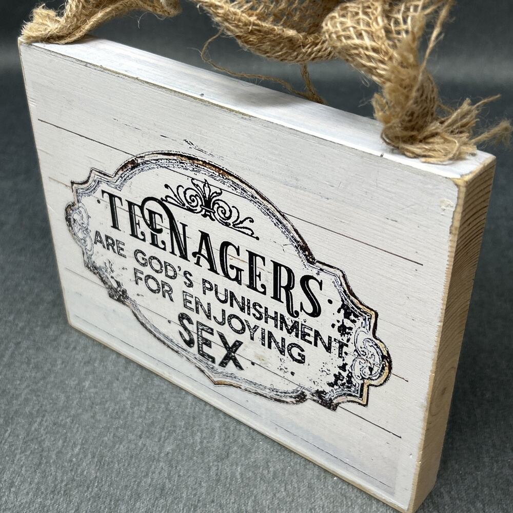 Teenagers Are Gods Punishment For Enjoying Sex Funny Wooden Hanging Sign Decor
